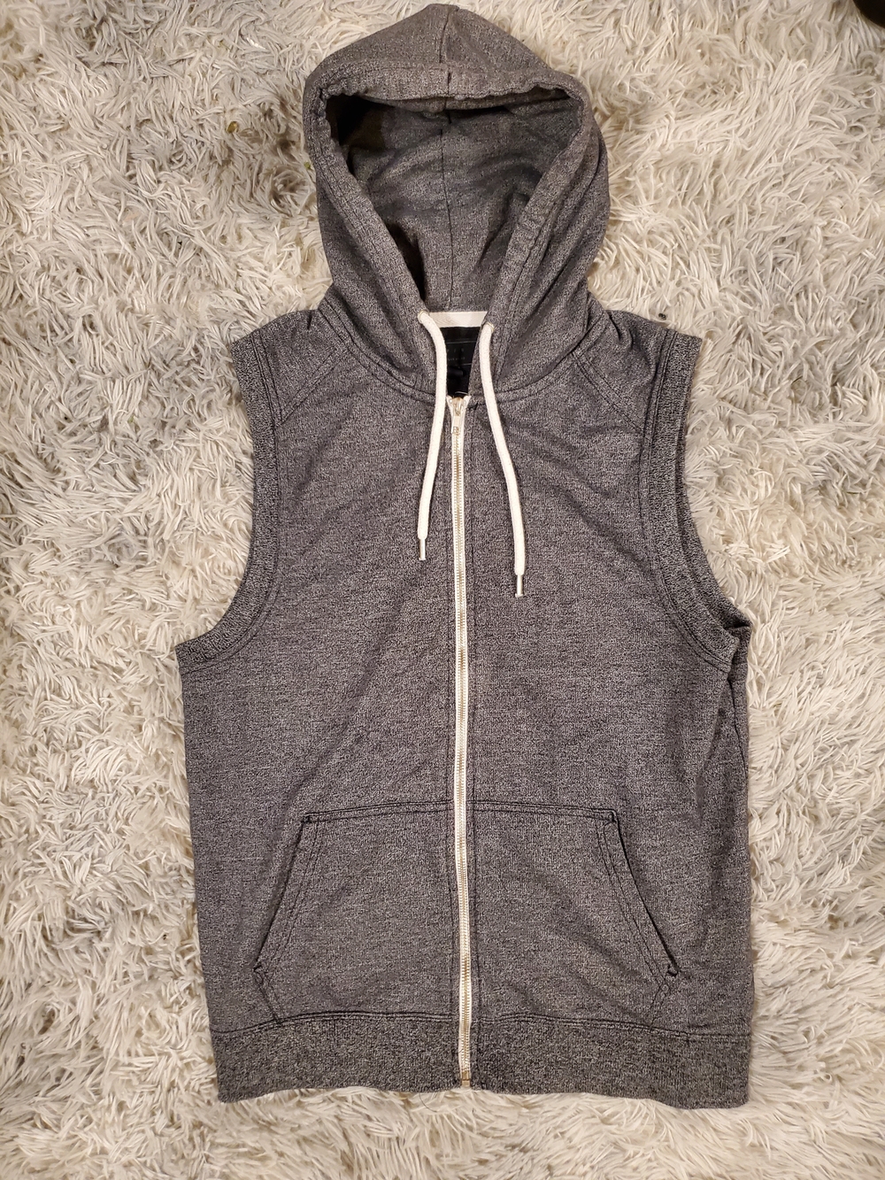 Forever 21 Men's Gray Sleeveless Zip Hoodie